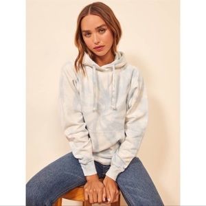 Reformation Tanner Classic hoodie, XS, blue tie dye NWT
